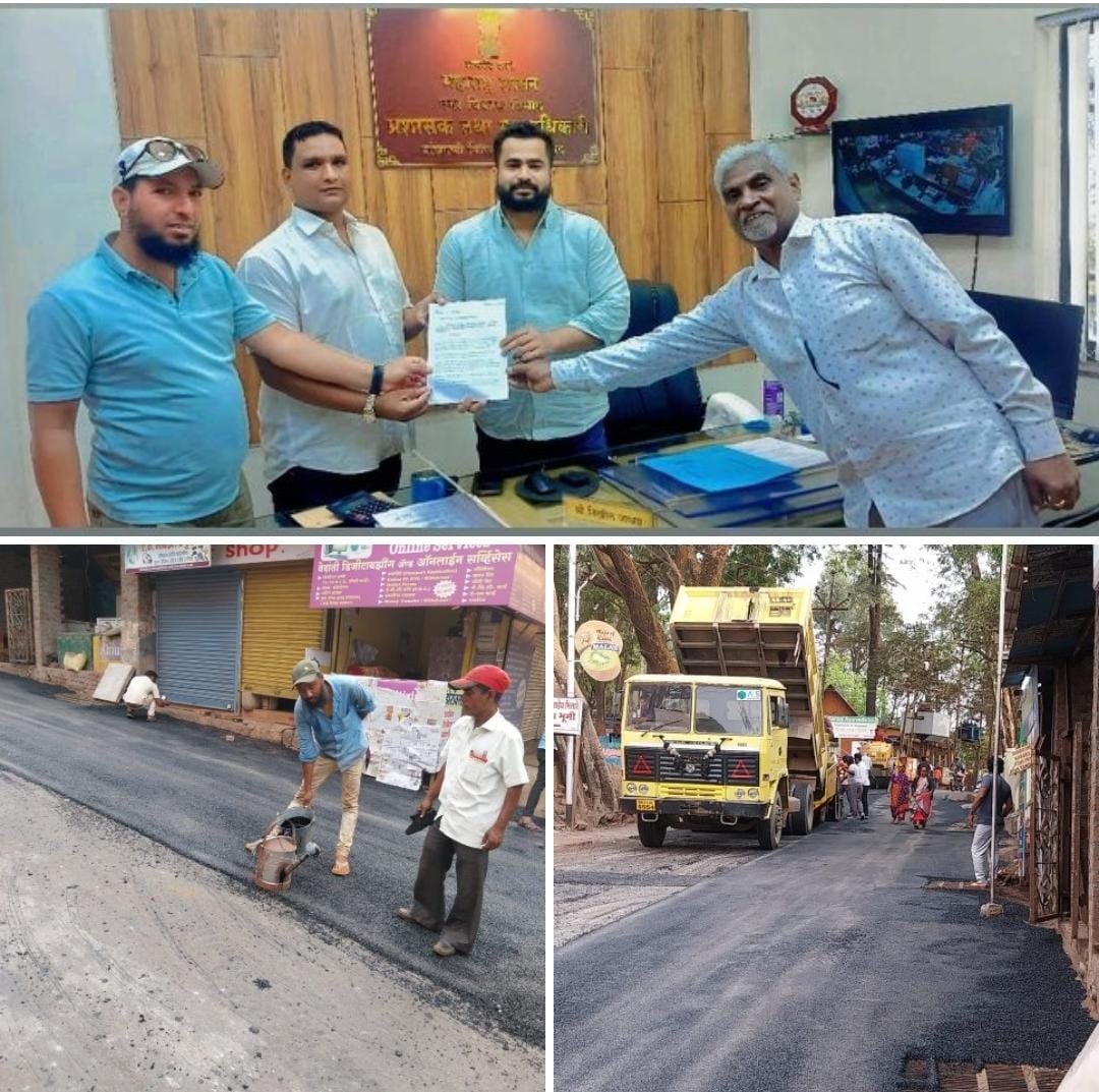 हॉन्ड्री जोसेफ अनमोल कांबळे इम्रान शिरसागर यांच्या निवेदनाला यश पाचगणी नगरपालिकेमध्ये निधी उपलब्ध होताच मुख्याधिकारी निखिल जाधव यांनी शब्द पाळला पाचगणी शहरातील मुख्य बाजारपेठेतील रस्त्यांच्या डांबरीकरणाला सुरवात